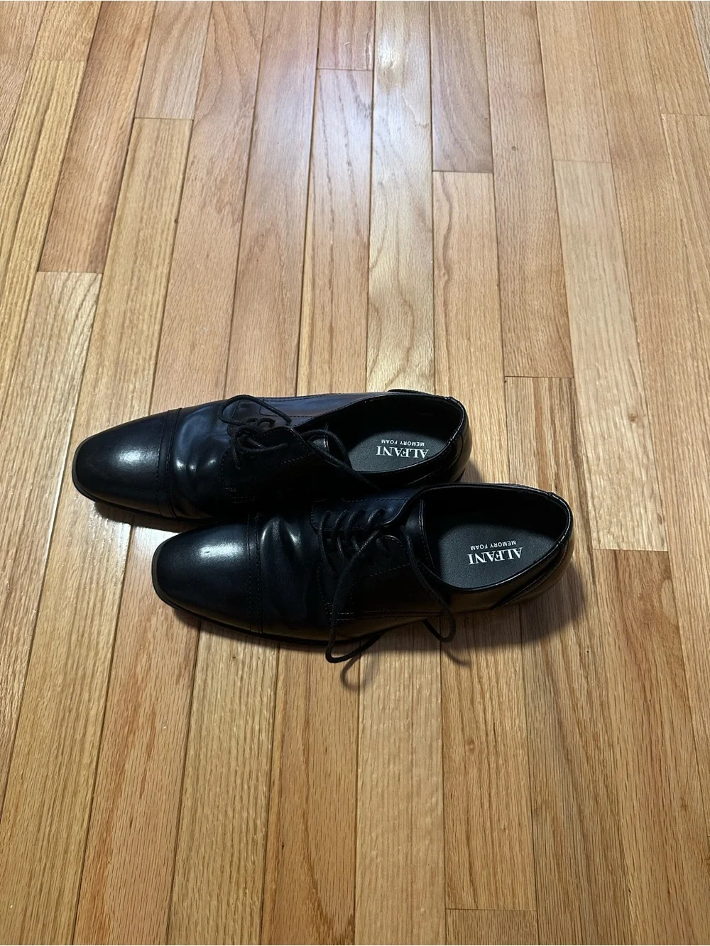 Alfani Black Cap-Toe Leather Derby Shoes Size 7